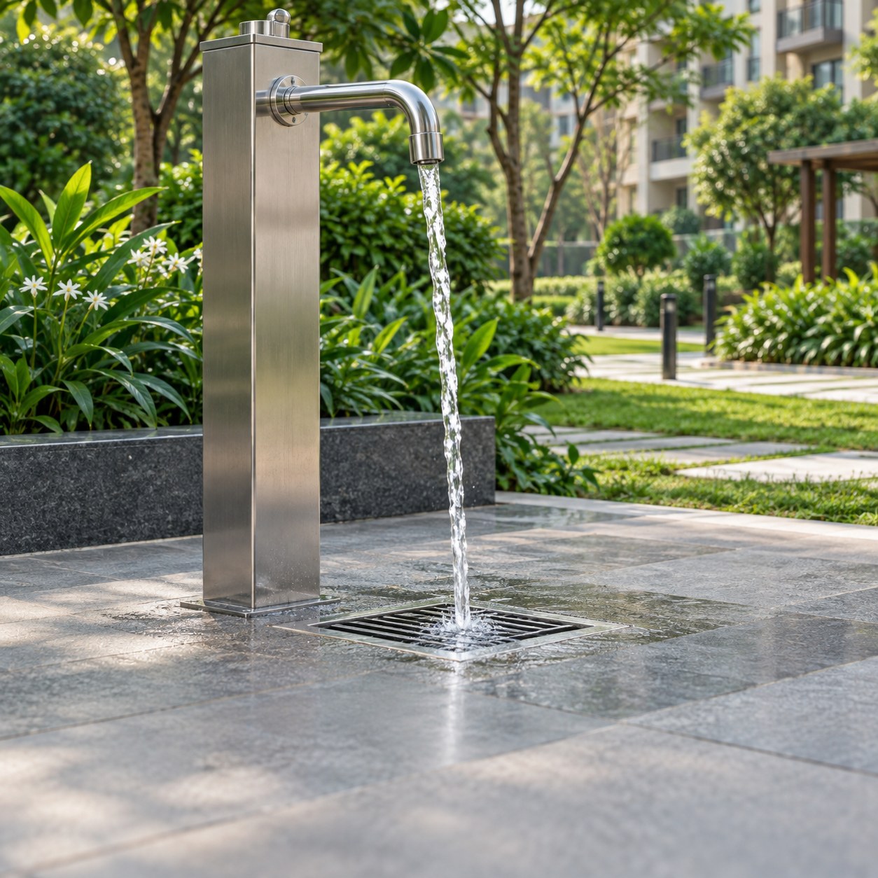 AI-generated illustration of a clean outdoor water supply